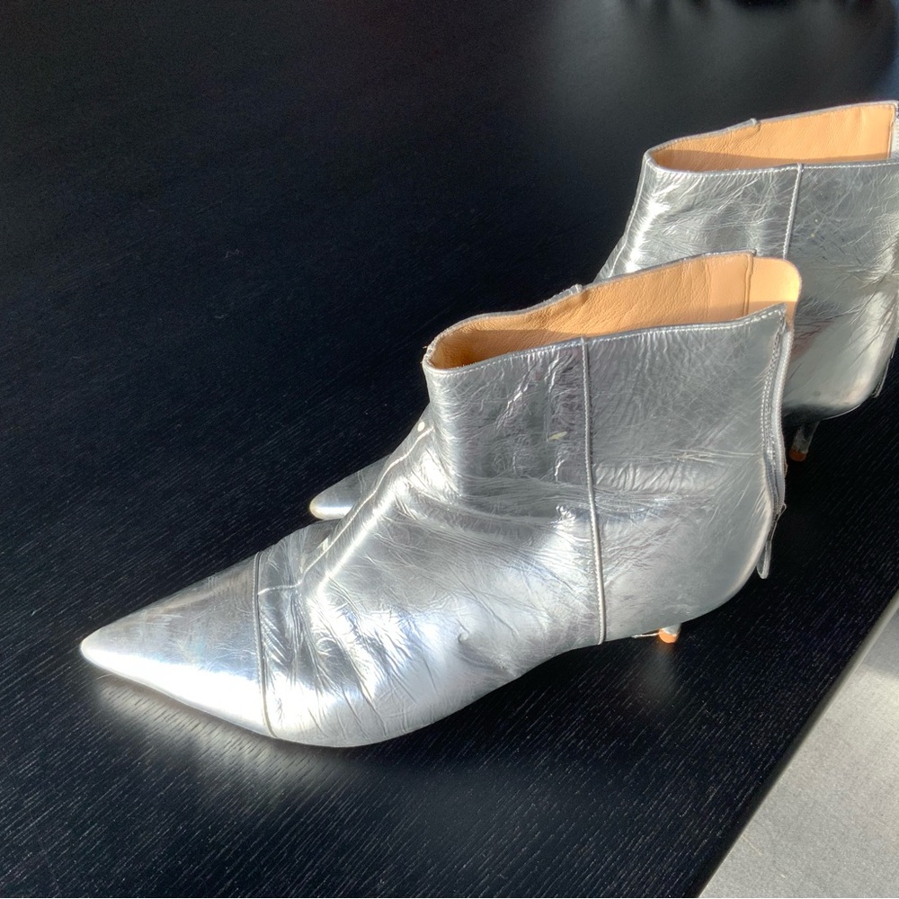 Alexandre Birman Metallic Silver Ankle Boots